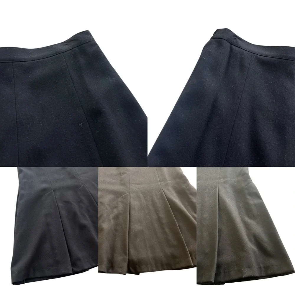 Barclay Square Women’s 10 Black 100% Pure Wool Vintage A-line Pleated Midi Skirt